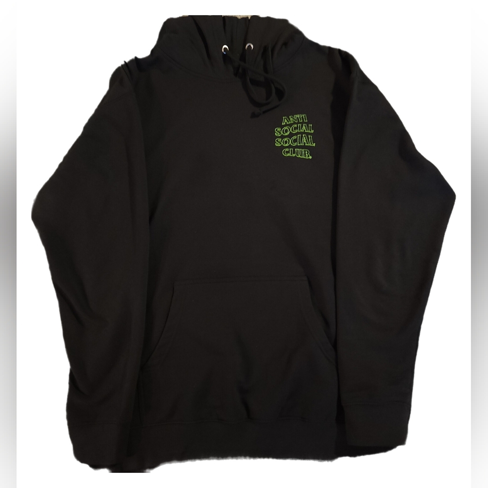 Anti Social Graphic Hoodie - Black and Neon Green - Picture 2 of 3